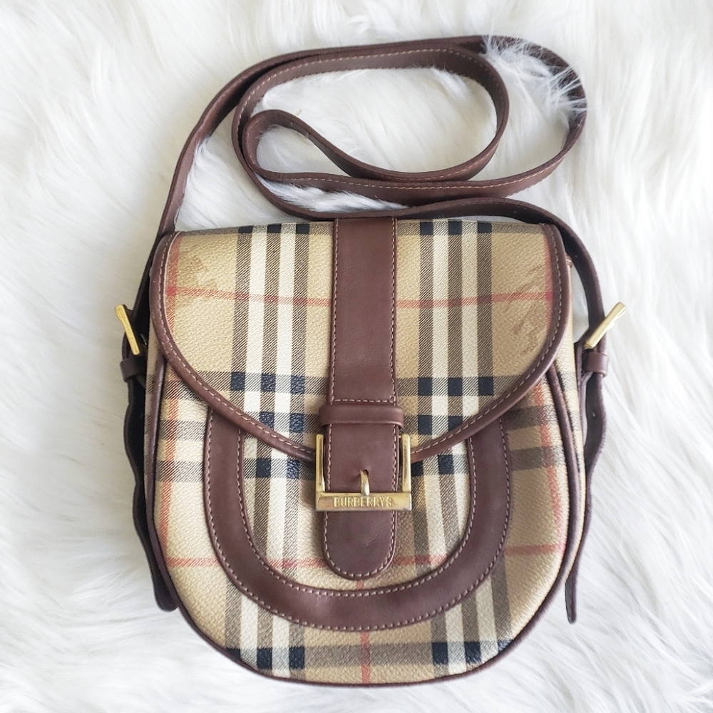Burberry Vintage Nova Check Crossbody Saddle Bag